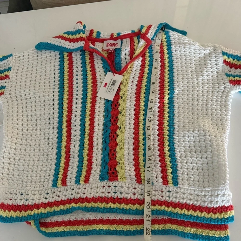 Solid & Striped colorful crochet knit Lola sweater NWT $248